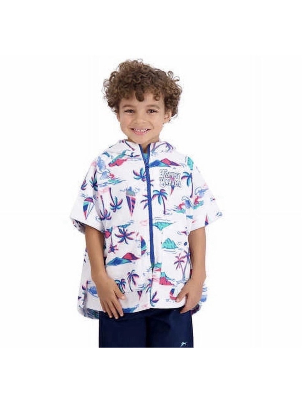 Tommy Bahama Kids' Beach Hooded Cover Up S/M (3-6 mo) Unisex Terry Cloth Pockets